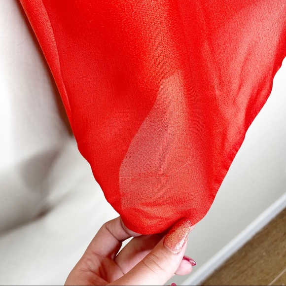 Victoria Beckham Red Silk Midi Pleat Ruffle Skirt - Picture 7 of 11